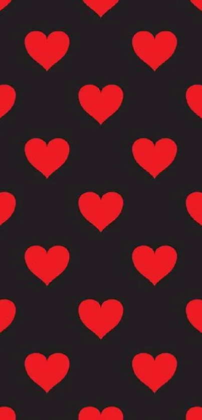 Red heart pattern on a dark background wallpaper.