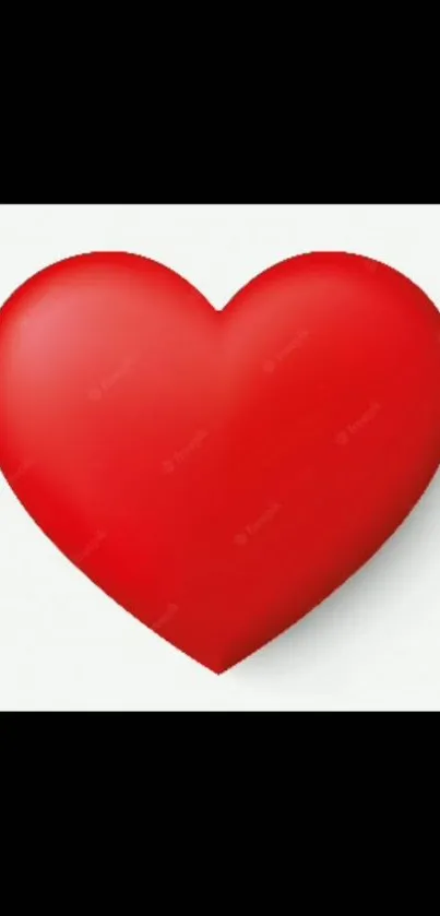 Red heart on white background wallpaper for mobile.