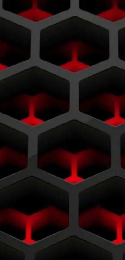 3D red hexagon pattern on a black background.