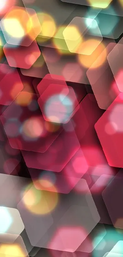 Red and gray hexagon abstract mobile wallpaper.