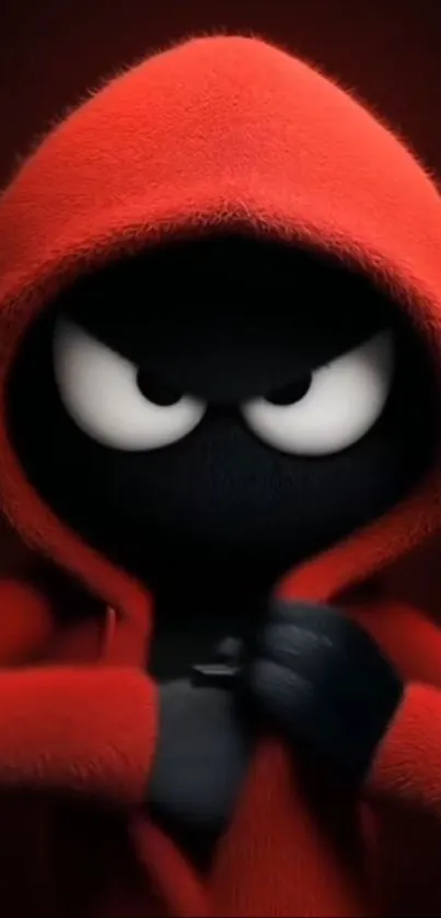 Cartoon character in red hood, animated style, mobile wallpaper.