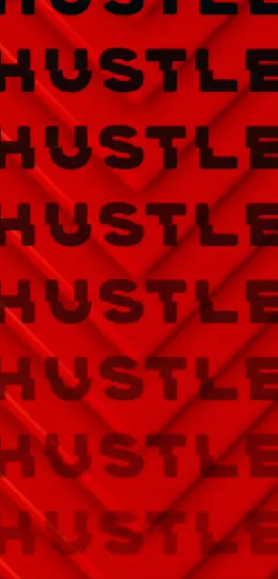 Red wallpaper with repeated bold 'Hustle' text pattern