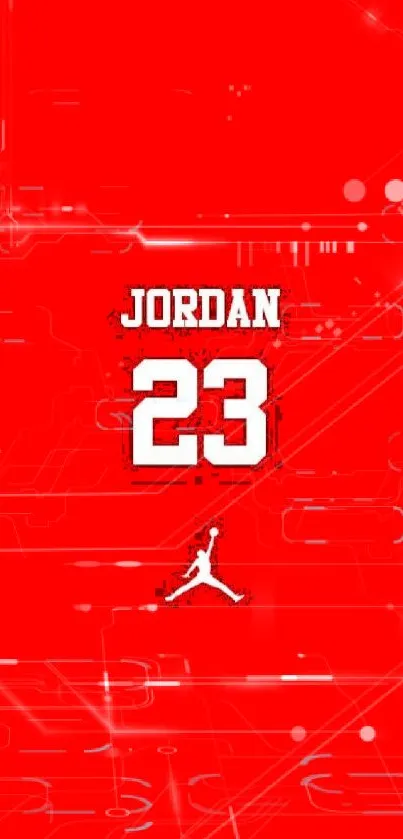 Red Jordan mobile wallpaper with number 23 and logo.