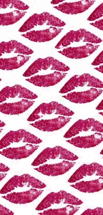 Red lips pattern wallpaper with stylish design elements.