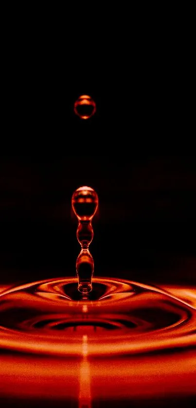 Red liquid drop with ripple effect background.