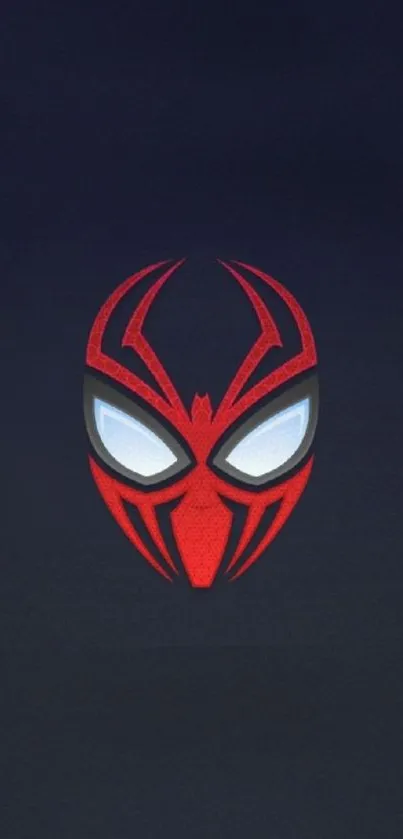 Red mask with bold lines on a dark background wallpaper.