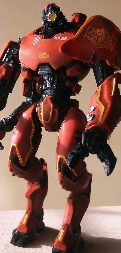 Red mech warrior in a dynamic pose.