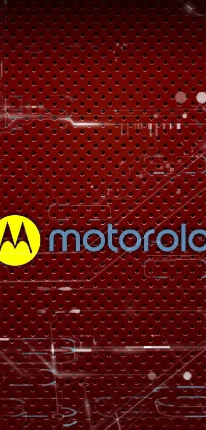 Red and yellow Motorola phone wallpaper with logo on perforated design.