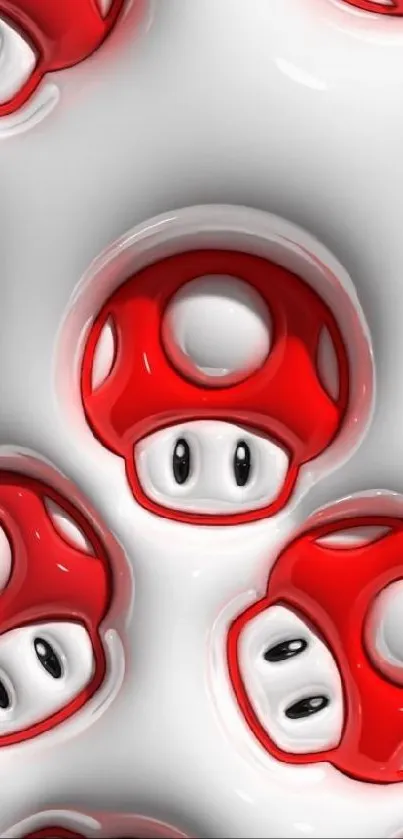 Red mushroom pattern wallpaper for mobile