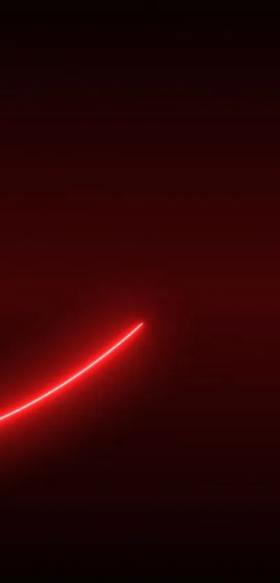 Dark background with glowing red neon curve.