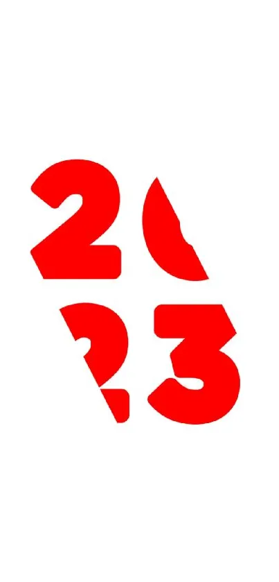 Bold red 2023 numbers on a white background wallpaper.