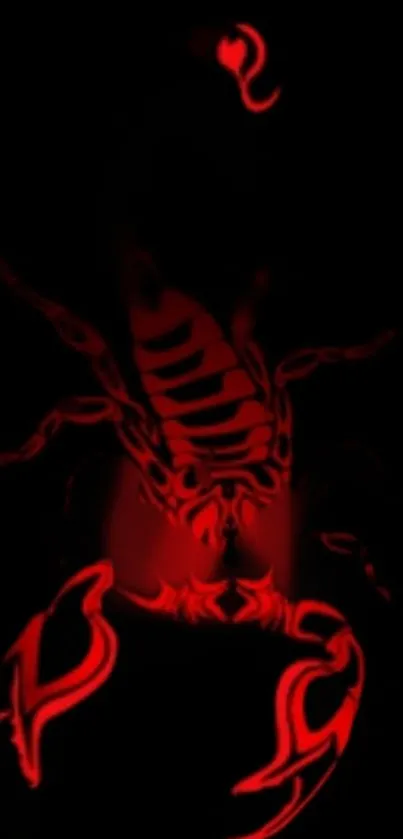 Red scorpion in dark background mobile wallpaper.