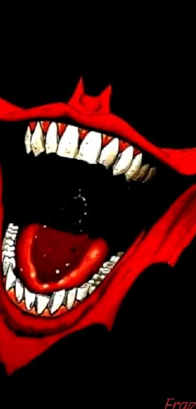 Artistic red scream design on black background.