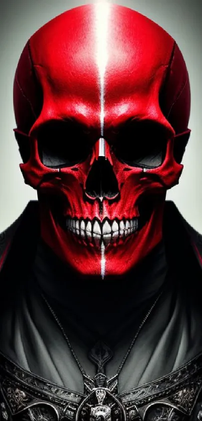 Intricate red skull fantasy art wallpaper for mobile.