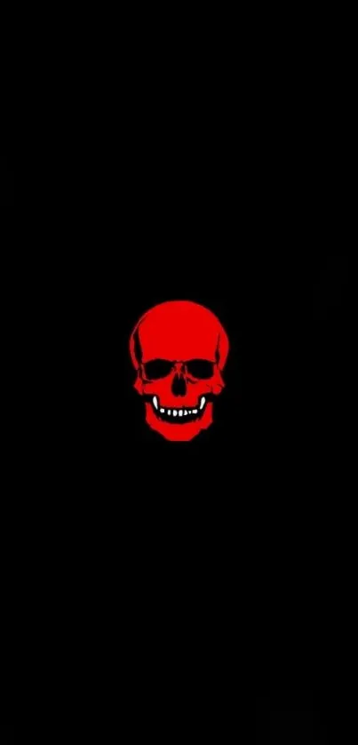 Red skull design on black background mobile wallpaper.