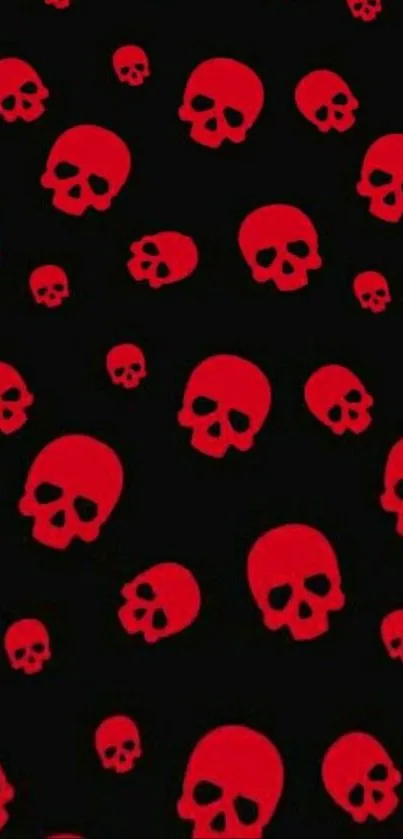 Bold red skull pattern on black background.