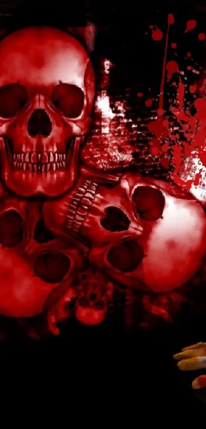 Horror wallpaper featuring red skulls with a dark and eerie aesthetic.