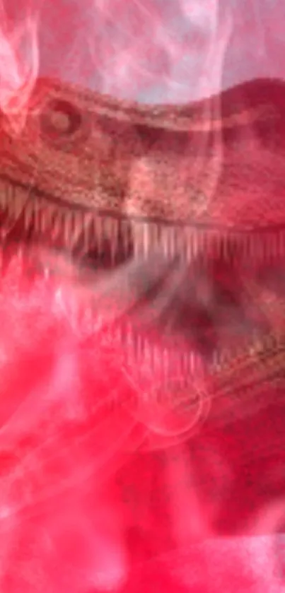 Red smoky background with abstract dinosaur art design.