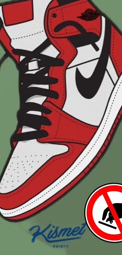 Red sneaker art wallpaper for mobile phone.