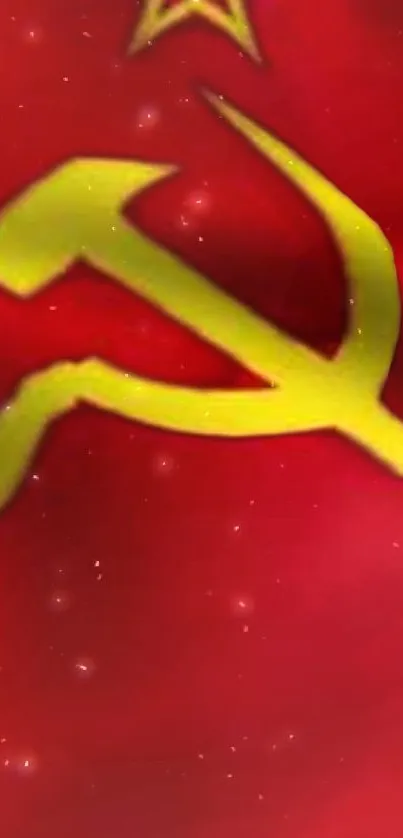 Mobile wallpaper featuring Soviet hammer and sickle on red background.