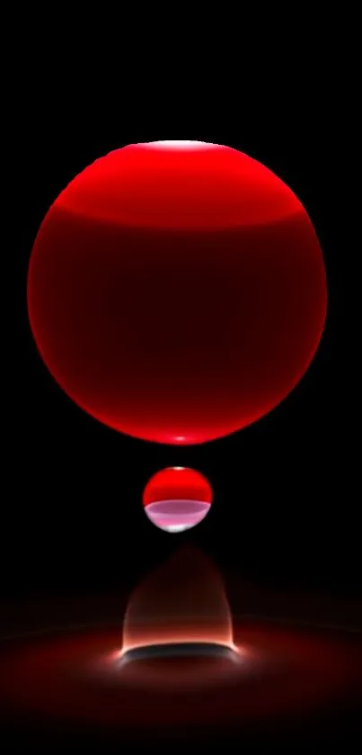 Abstract mobile wallpaper featuring glowing red spheres on a dark background.