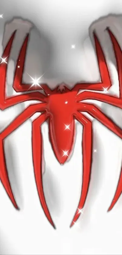 Red spider emblem on a white background, mobile wallpaper.