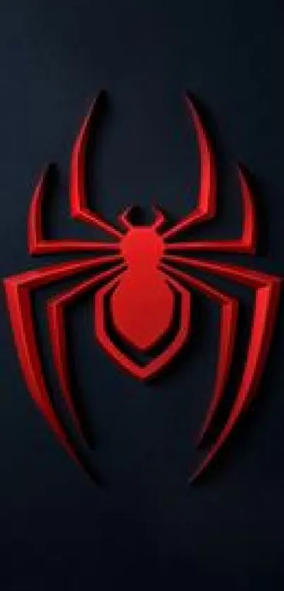 Red spider logo on dark background for mobile wallpaper.