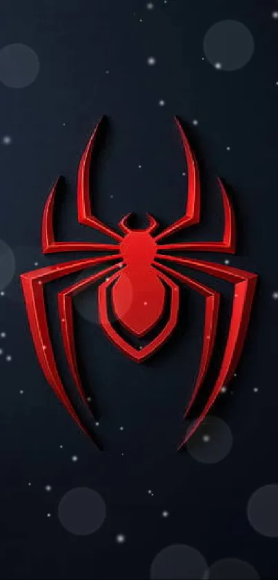 Striking red spider symbol on dark background wallpaper.