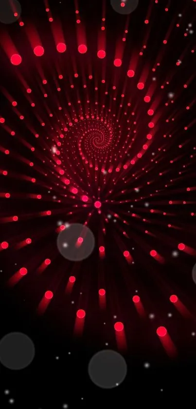 Red spiral neon wallpaper with glowing dots on a dark background.