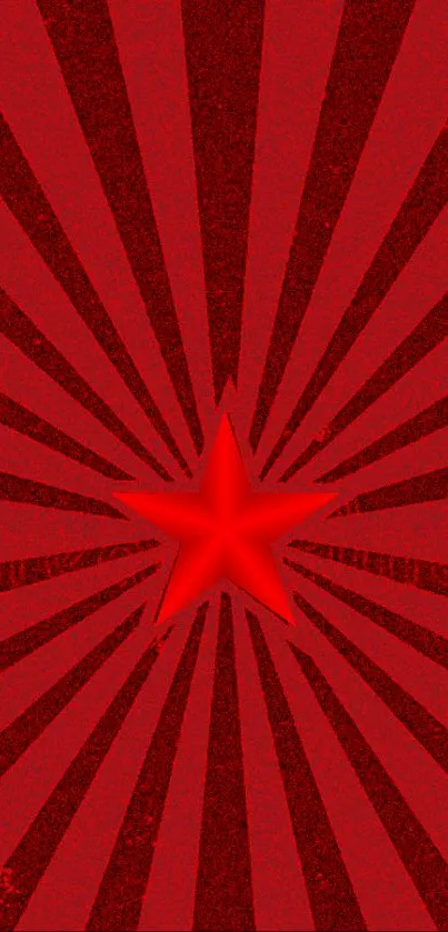 A bold red starburst pattern mobile wallpaper with a central red star.