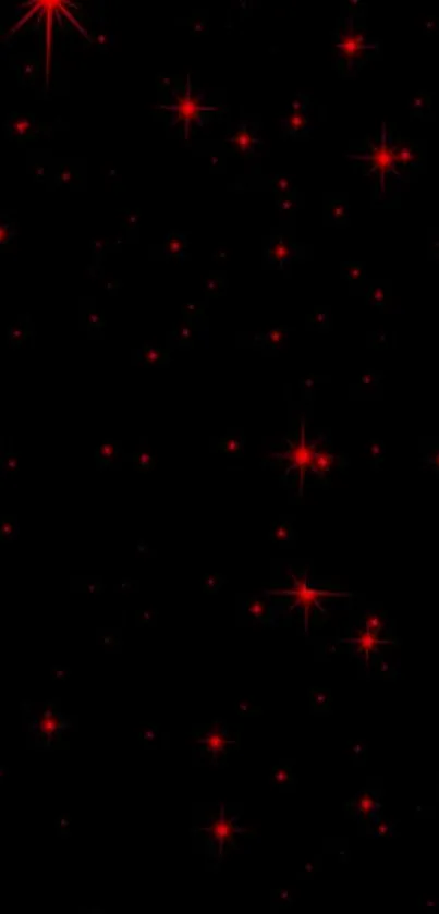 A captivating wallpaper with shimmering red stars on a black background.