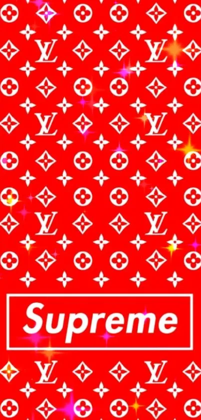 Red Supreme wallpaper with designer patterns.