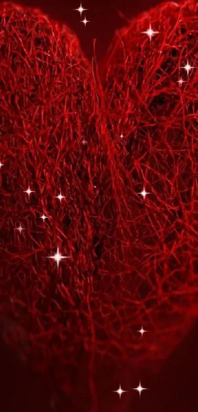 Textured red heart on dark background wallpaper