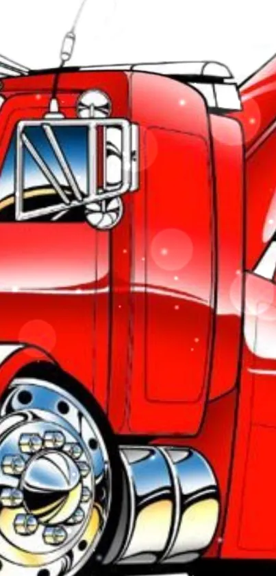 Vibrant red cartoon truck illustration wallpaper.