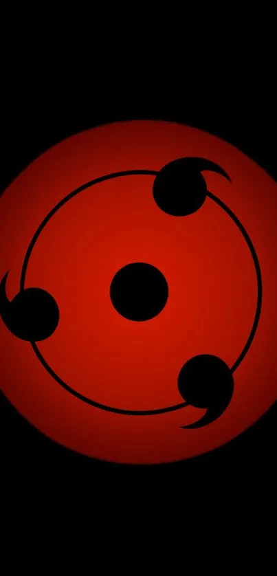 A striking red Uchiha Clan symbol on a black background.