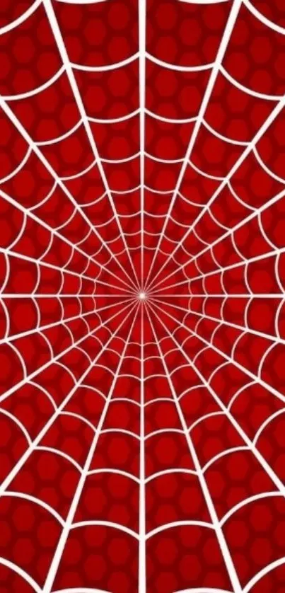 Red web pattern mobile wallpaper with white lines.