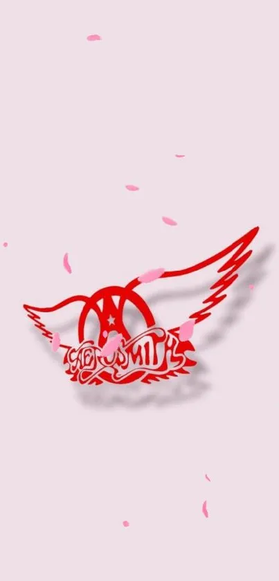 Red winged logo on a pink background.