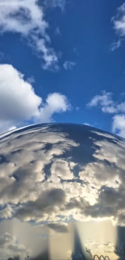 Reflective sphere with clouds and blue sky mobile wallpaper.