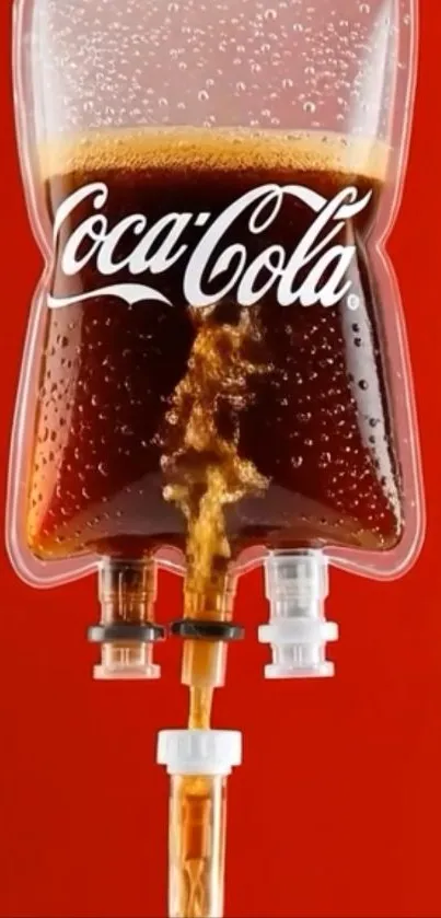 Coca-Cola drink bag on red background