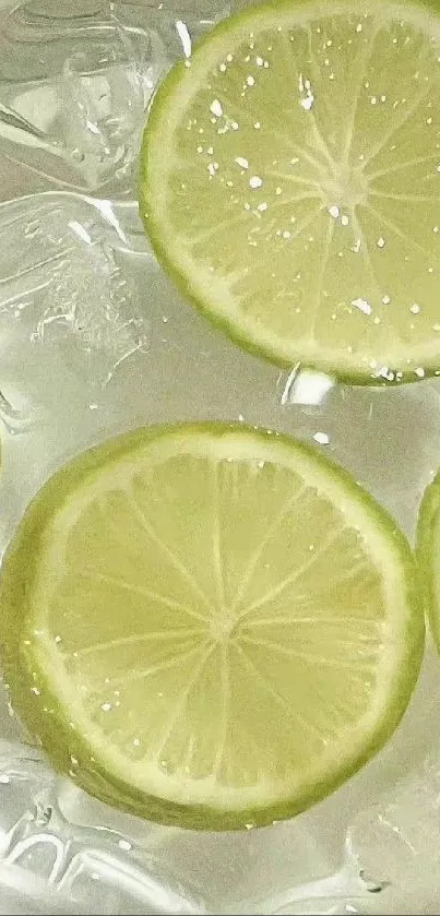 Refreshing lime slices on ice wallpaper.