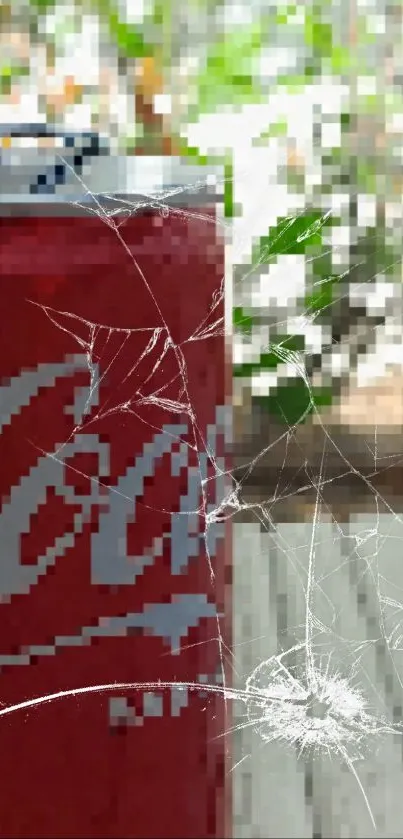 Red soda can in nature setting wallpaper.