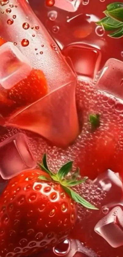 Refreshing splash of strawberries and ice, perfect for summer.