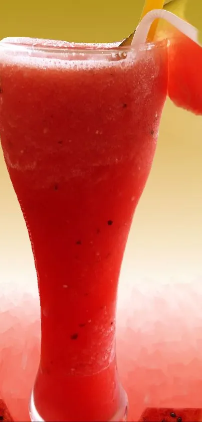 Refreshing watermelon juice with vibrant colors in glass.