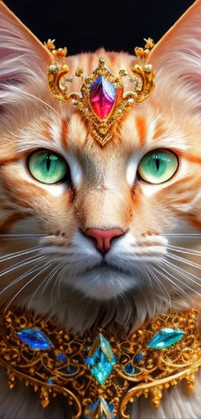 Majestic cat with ornate jewelry adornment.