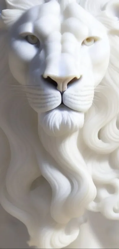 Ivory white lion sculpture wallpaper on mobile.