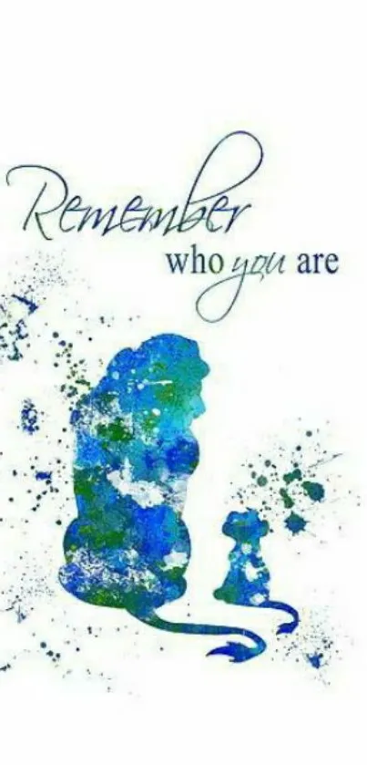 Inspirational lion art with "Remember who you are" quote.