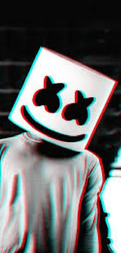 Retro 3D styled wallpaper with vibrant colors and character design.