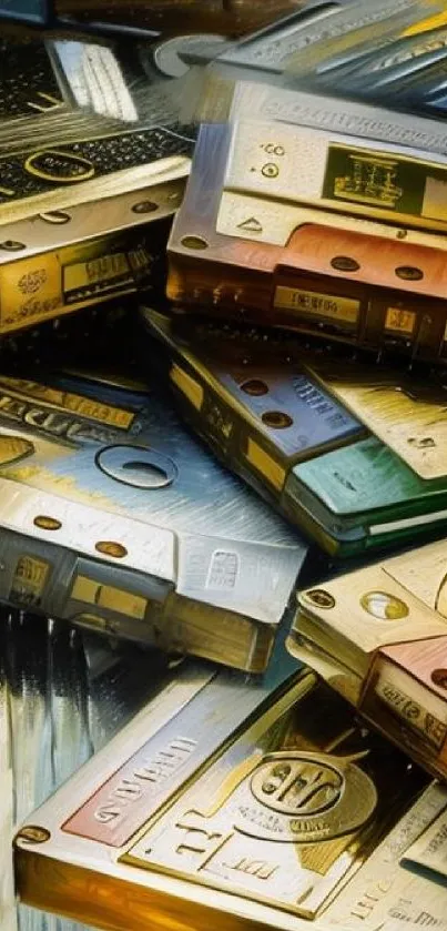 A vibrant collection of retro cassette tapes in various colors.