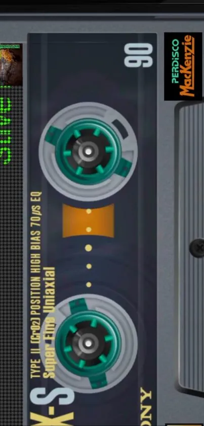 A retro cassette tape with vibrant design.