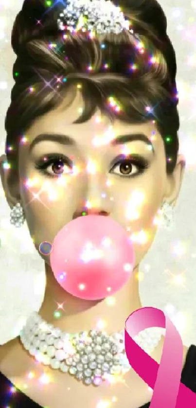 Retro chic art with bubblegum pop and sparkle effect.